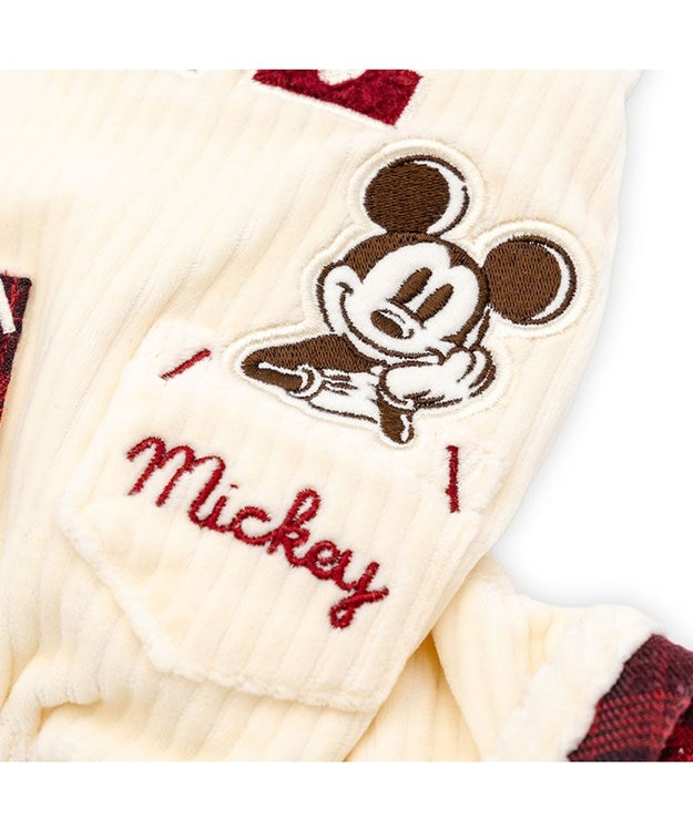 PET PARADISE ディズニー ミッキーマウス チェック オーバーオール  小型犬 ホワイト×レッド