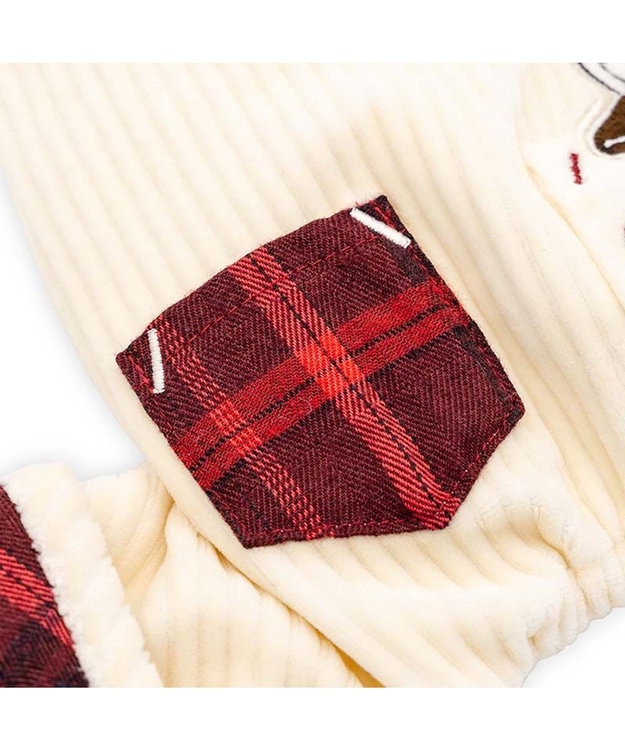 PET PARADISE ディズニー ミッキーマウス チェック オーバーオール  小型犬 ホワイト×レッド