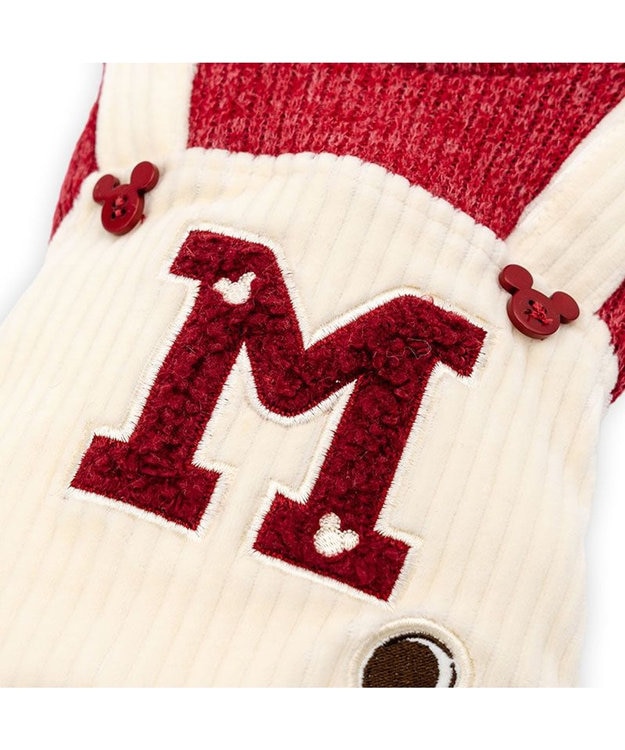 PET PARADISE ディズニー ミッキーマウス チェック オーバーオール  小型犬 ホワイト×レッド