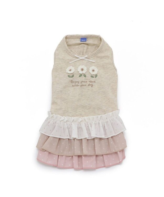 PET PARADISE 花柄 フリル ワンピース 【小型犬】 白~オフホワイト