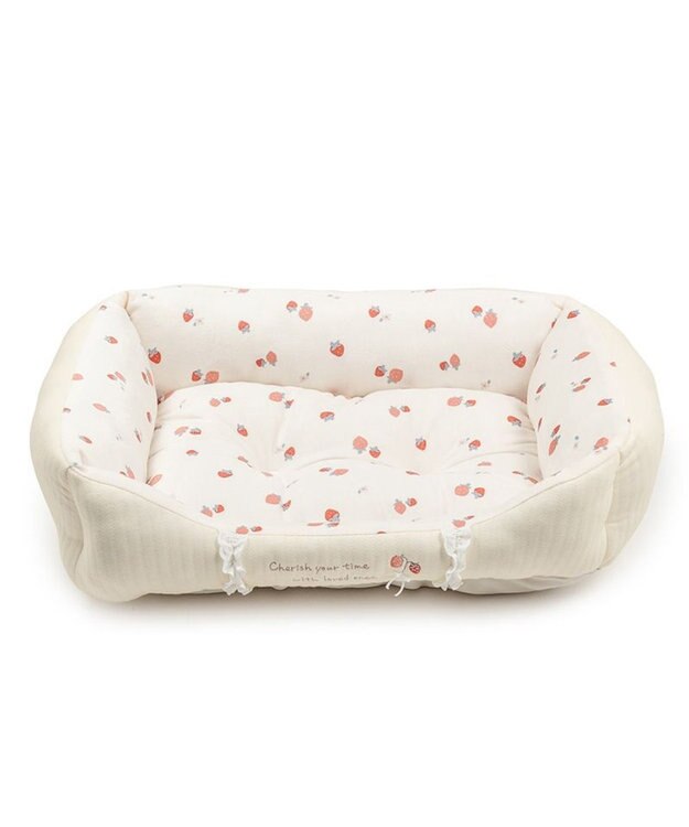 PET PARADISE ペットパラダイス カドラー 《花苺柄》 Ｍ ホワイト×レッド