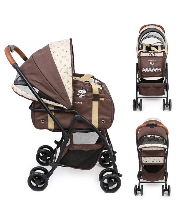 PET PARADISE スヌーピー ３ＷＡＹ ハンドフル ペットカート 《ブラウン》 10kgまで対応 茶