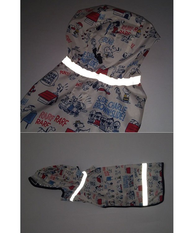 PET PARADISE スヌーピー レインコート 透明フード付き 《アメリカンビンテージ柄》 中型犬 大型犬 白～オフホワイト