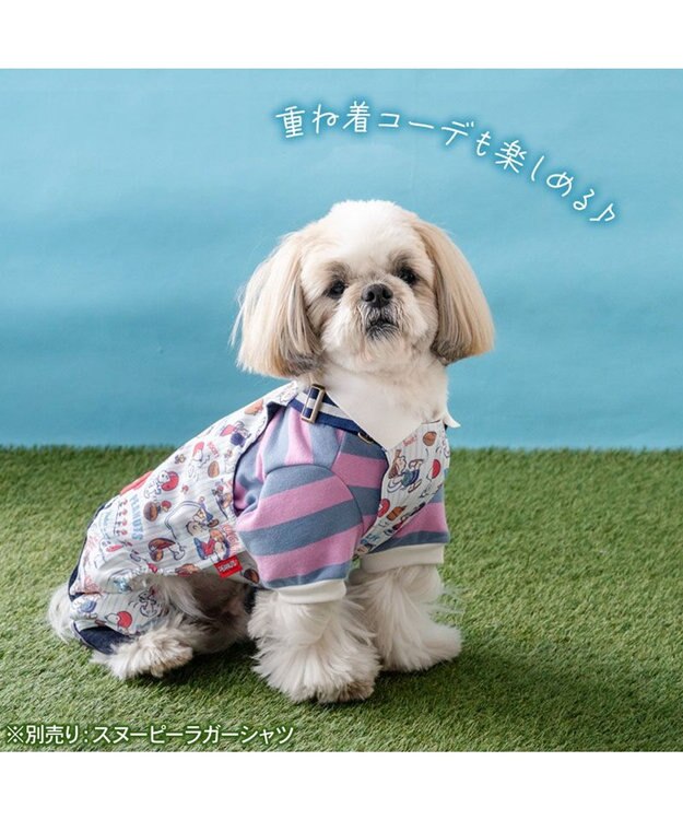 PET PARADISE スヌーピー アメフト オーバーオール 中型犬 ホワイト×ネイビー