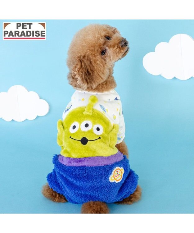 PET PARADISE ディズニー トイストーリー ふわふわエイリアン ロンパース 小型犬 ホワイト×ライム