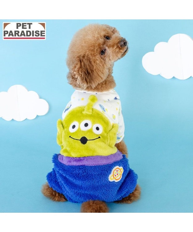 PET PARADISE ディズニー トイ・ストーリー ふわふわエイリアン ロンパース 小型犬 ホワイト×ライム