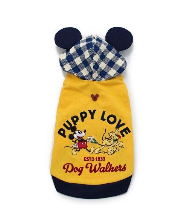 PET PARADISE ディズニー ミッキーマウス ＆プルートお散歩柄パーカー  【小型犬】 黄
