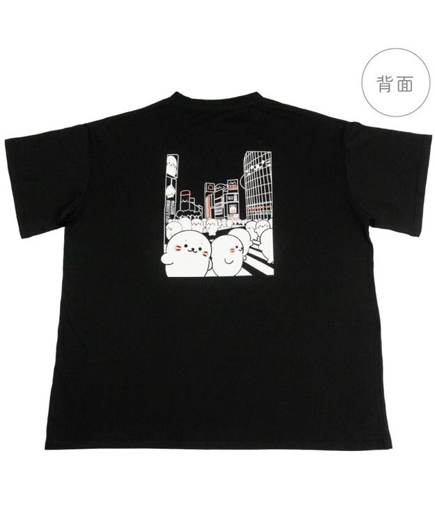 Mother garden しろたん ビッグTシャツ 半袖 《たのしい交差点》 ユニセックスフリーサイズ 黒色