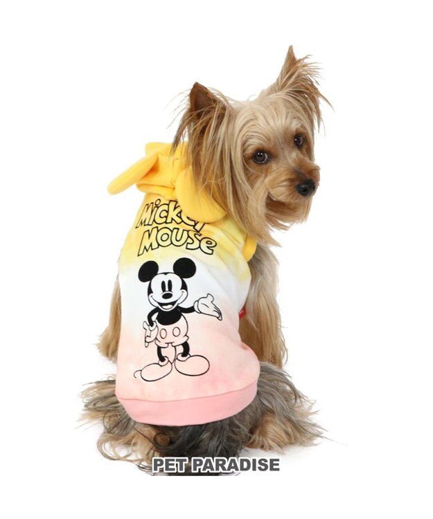 PET PARADISE ディズニー ミッキーマウス タイダイ風パーカー 【小型犬】 ピンク（淡）