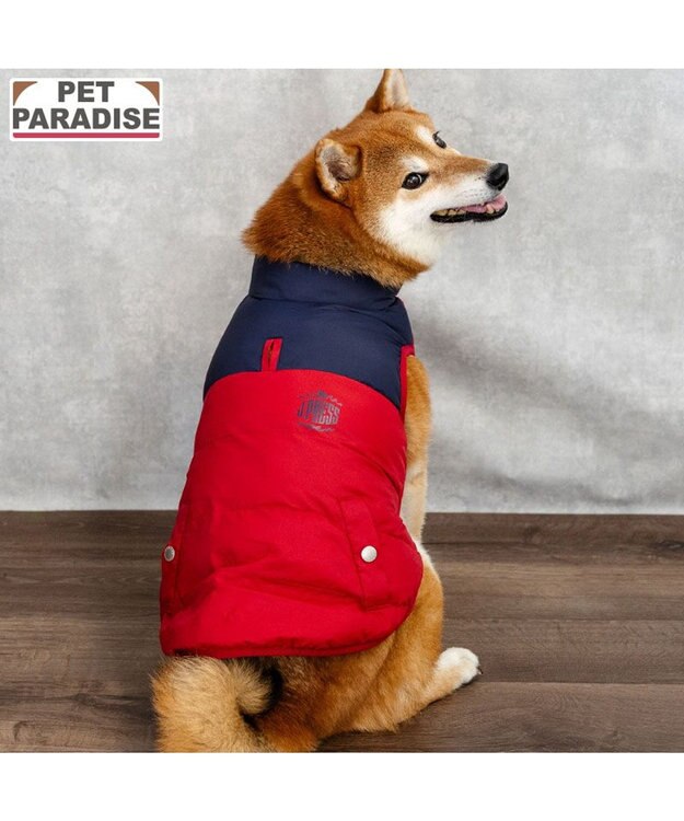PET PARADISE J.PRESS 配色 綿入れ ベスト 中型犬 大型犬 レッド×ネイビー