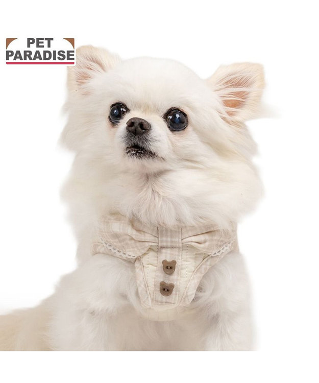 PET PARADISE ペットパラダイス くまちゃん グレンチェック ベストハーネス  小型犬 4S/3S ベージュ