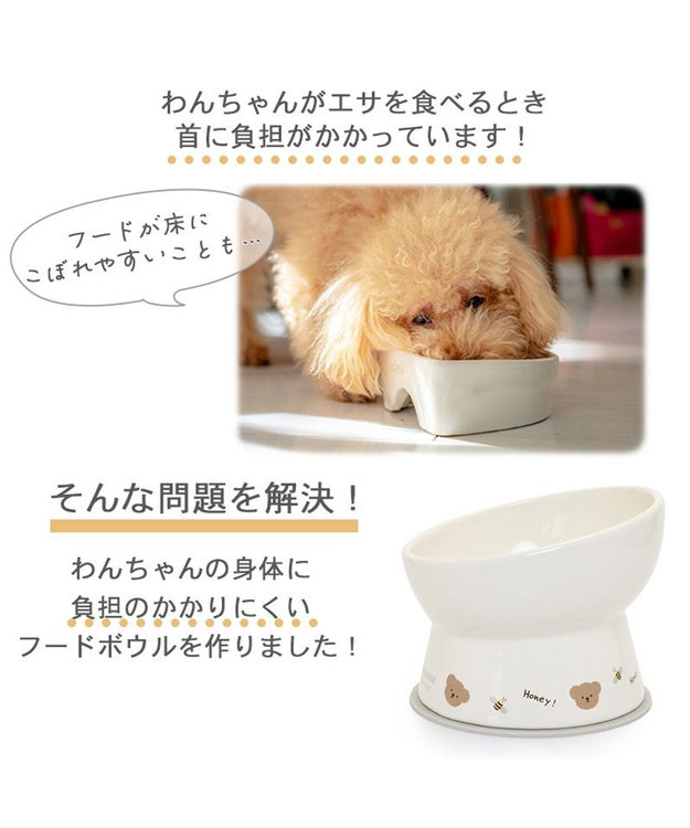PET PARADISE 高さのある フードボウル《いちご柄 / くま柄》  陶器 くま