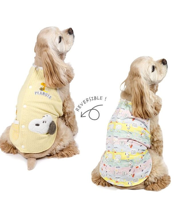 PET PARADISE スヌーピー ウッドストック はじめて ベスト 中型犬 イエロー×パステル