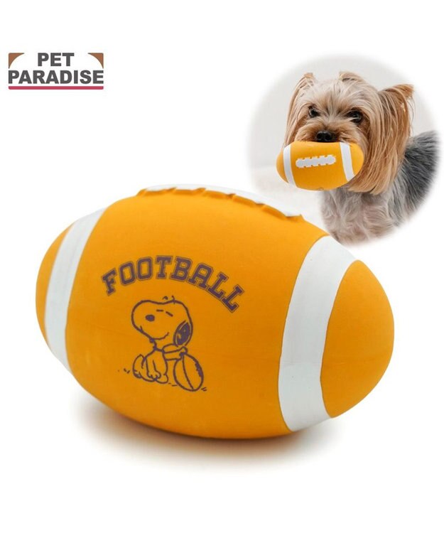 PET PARADISE スヌーピー ラグビー ラテックス トイ オレンジ