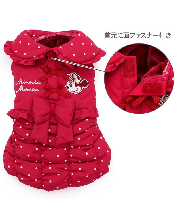 PET PARADISE ディズニー ミニー 襟付き 綿入ベスト 小型犬 レッド
