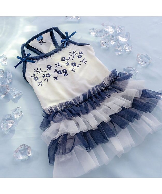 PET PARADISE ペットパラダイス 接触冷感 チュール ワンピース 小型犬 ホワイト×ネイビー