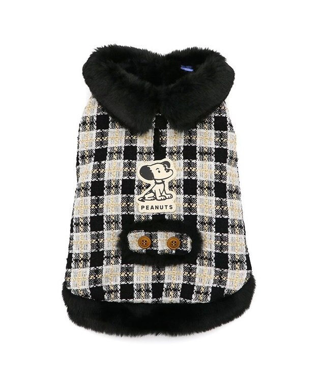 PET PARADISE スヌーピー 黒ツイード ベスト  中型犬 ブラック×ホワイト