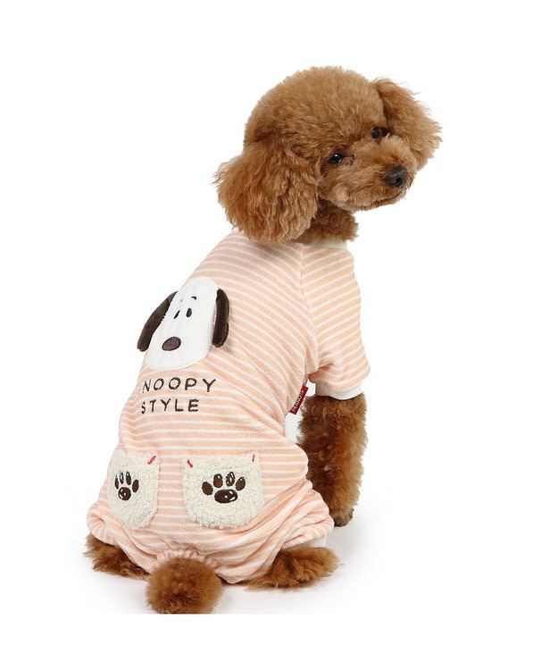 PET PARADISE スヌーピー サーモキープ  ロンパース 《フェイス柄》 小型犬 オレンジ