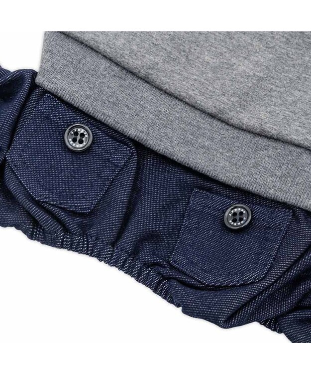 PET PARADISE J.PRESS ロゴ 裏起毛 ロンパース 小型犬 グレー×ネイビー