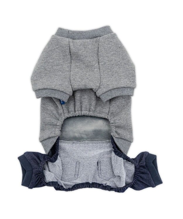PET PARADISE J.PRESS ロゴ 裏起毛 ロンパース 小型犬 グレー×ネイビー