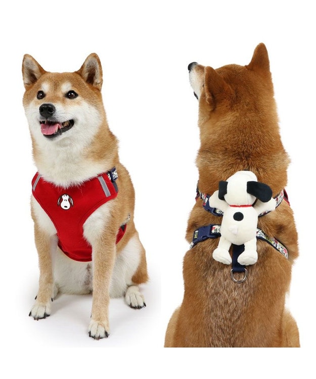 PET PARADISE スヌーピー マスコット付きハーネス SM 中型犬 レッド