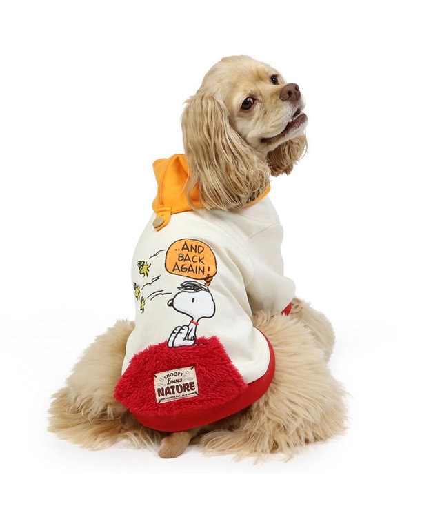 PET PARADISE スヌーピー  ペティヒート パーカー《赤屋根柄 》中型犬 大型犬 白~オフホワイト