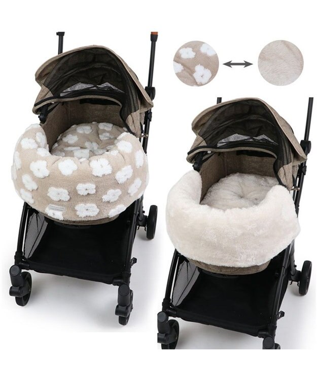 PET PARADISE ペットパラダイス 遠赤外線 ボアカート用クッション 《お花柄》 ベージュ