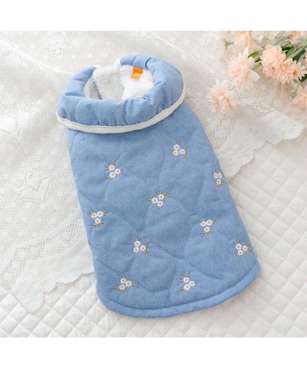 PET PARADISE ペットパラダイス キルトジャケット 《小花》 小型犬 ライトブルー