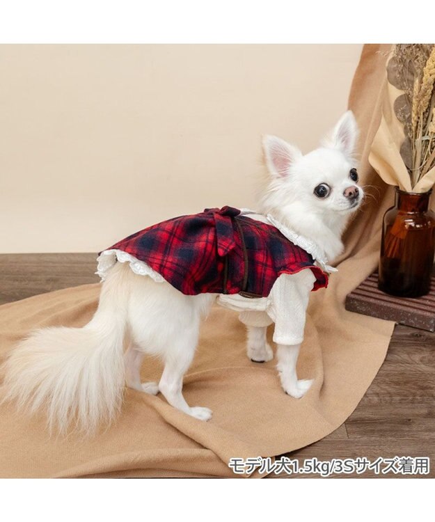 PET PARADISE ペットパラダイス チェック ワンピース 小型犬 レッド