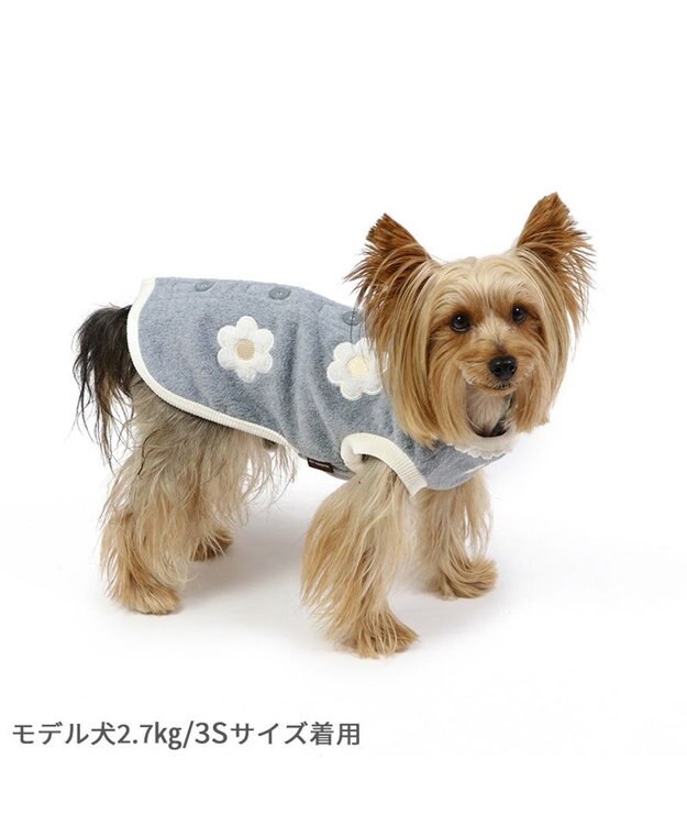 PET PARADISE ペットパラダイス 背中開き ベスト 《お花 アップリケ》 小型犬 グレー