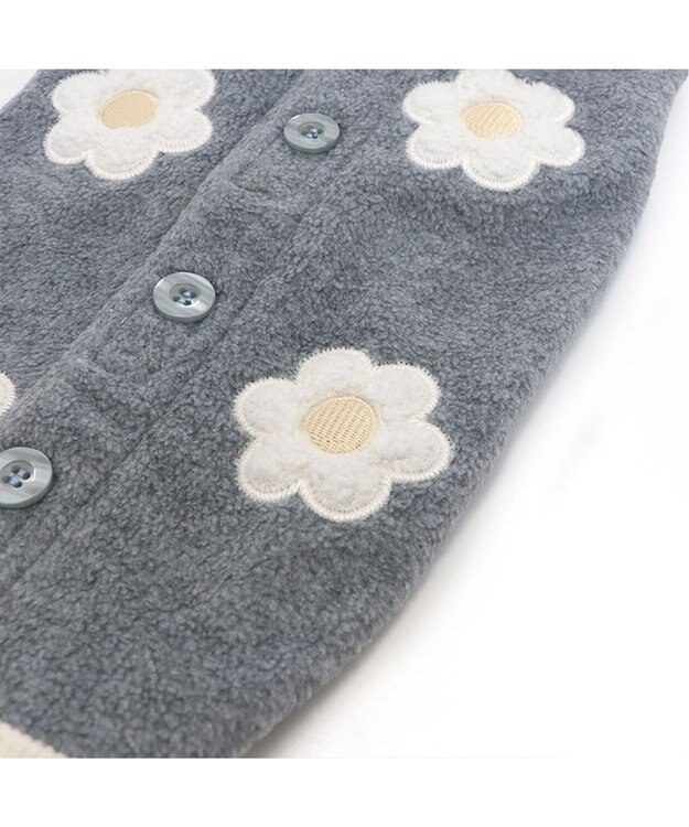 PET PARADISE ペットパラダイス 背中開き ベスト 《お花 アップリケ》 小型犬 グレー