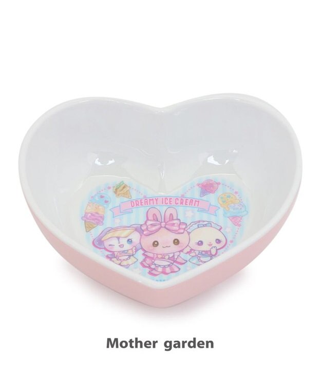 Mother garden マザーガーデン うさもも メラミン食器 ハート皿 《アイス柄》 単品 食洗機可 子供用食器 メラミン製 お皿 プレート キッズ 女の子 かわいい 食器 マルチカラー
