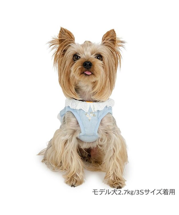PET PARADISE ペットパラダイス 花刺繍 ベスト ハーネス Ｓ 小型犬 ライトブルー