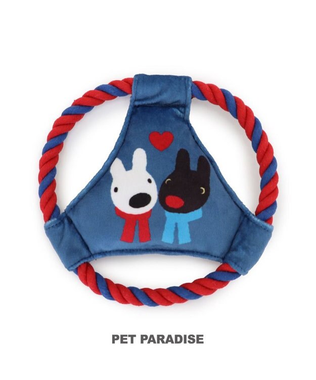 PET PARADISE リサとガスパール  ロープフリスビー トイ ネイビー×レッド