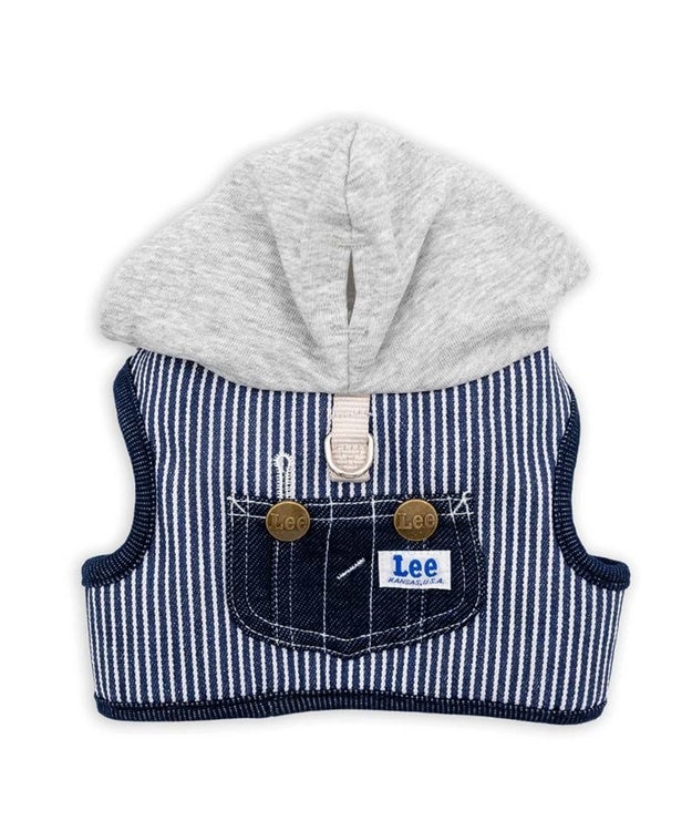 PET PARADISE Lee フード付ハーネス 《ヒッコリー》 Ｓ ネイビー×ホワイト