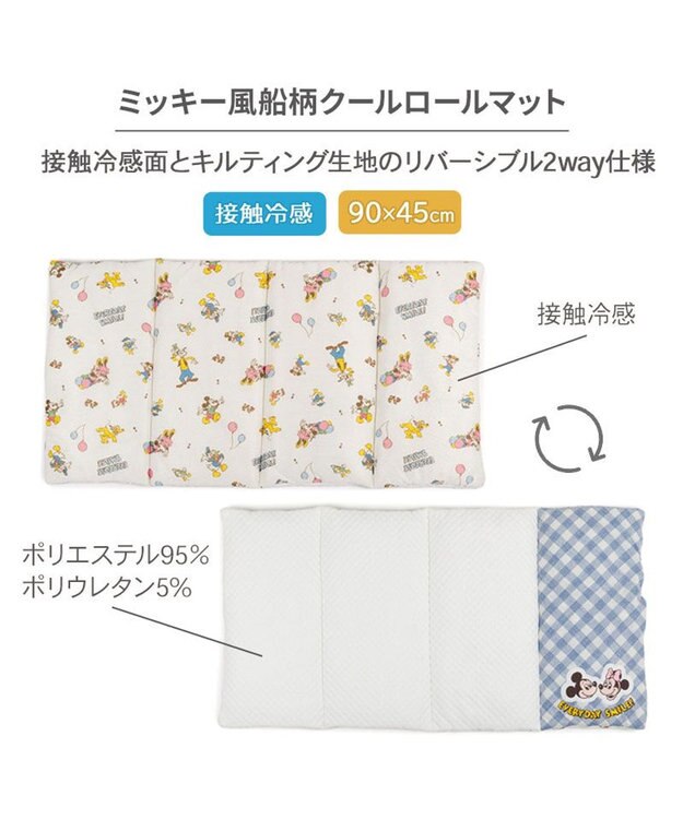 PET PARADISE ディズニー ミッキーマウス クールロールマット 《風船柄》 ホワイト×ブルー