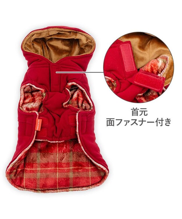 PET PARADISE リサとガスパール 綿入れ ダッフルベスト 小型犬 レッド