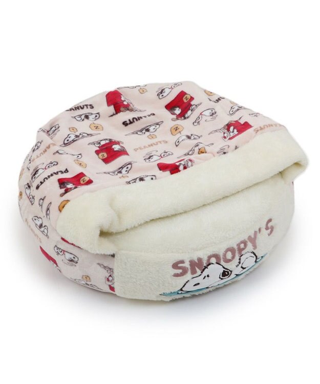 PET PARADISE スヌーピー  寝袋  丸型《うたたね柄》M 小型犬 径60cm ベージュ