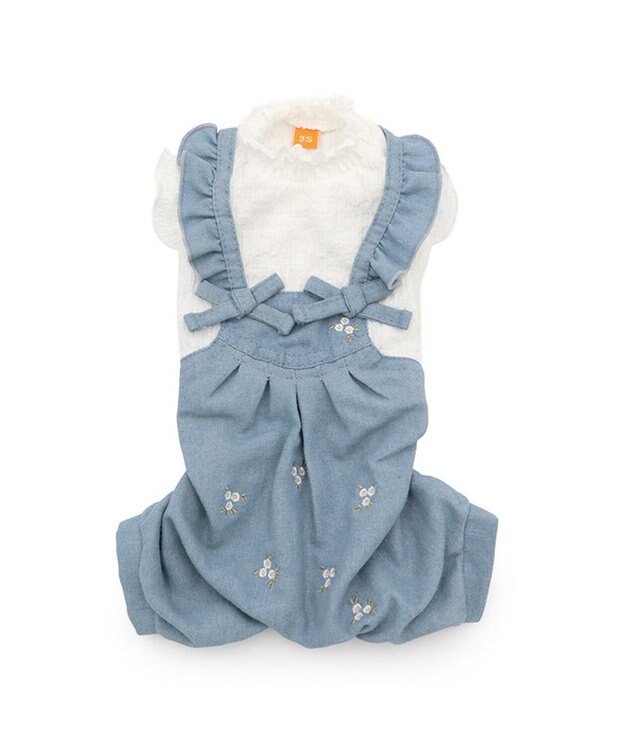 PET PARADISE ペットパラダイス 刺繍 パンツつなぎ 小型犬 ライトインディゴブルー