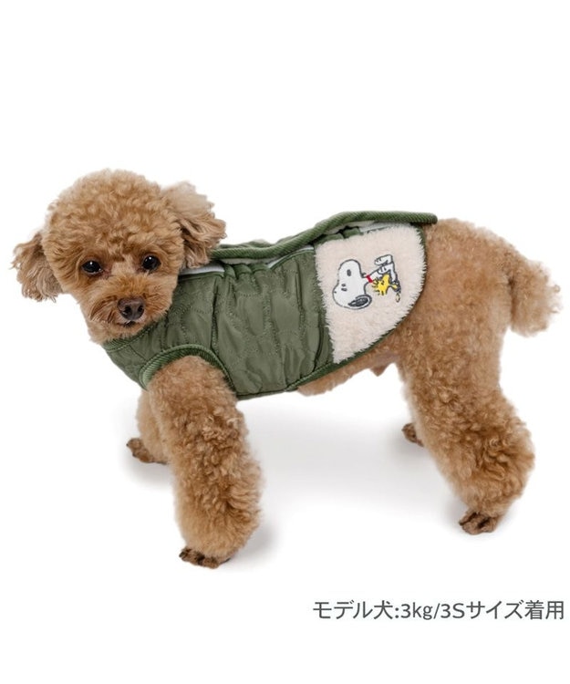 PET PARADISE スヌーピー キルト リバーシブル ベスト 《グリーン》 小型犬 グリーン✕ホワイト