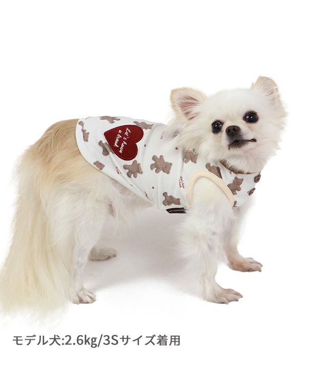 PET PARADISE ペットパラダイス くま  ペティヒート タンクトップ  ハート柄 小型犬 白~オフホワイト