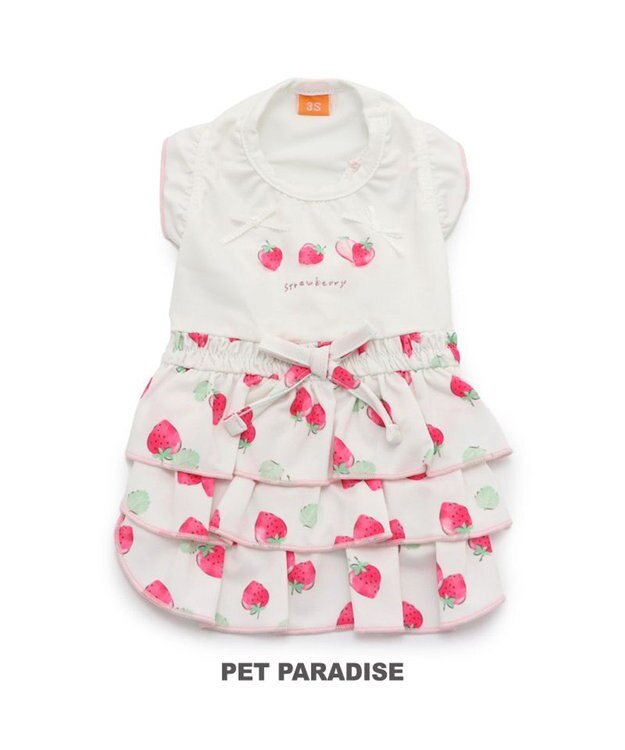 PET PARADISE 犬の服 春夏 ひんやり クール 接触冷感 虫除け 苺 ワンピース 【小型犬】クールマックスエコメイド 白~オフホワイト