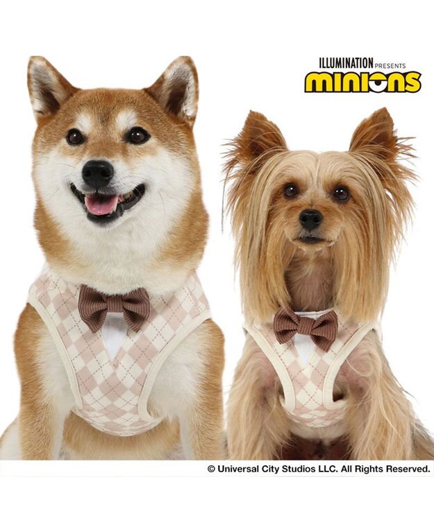 PET PARADISE ミニオン ティム ベストハーネス 《アーガイル》 小型犬 SS ベージュ