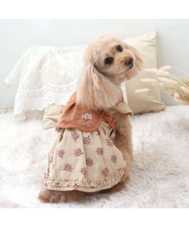 PET PARADISE ペットパラダイス キルトベスト付きワンピース 《ベージュ》 超小型犬 小型犬 オフホワイト
