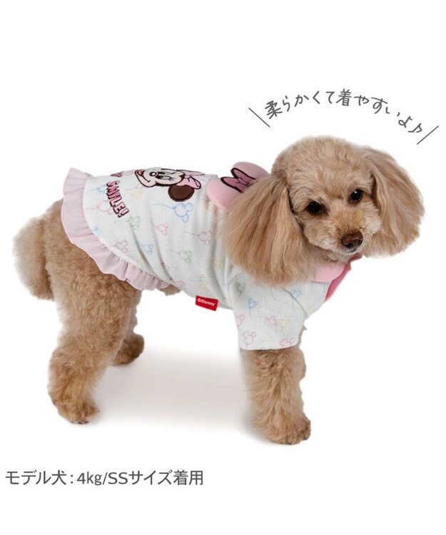 PET PARADISE ディズニー ミニーマウス サーモキープ Tシャツ 《風船柄》 小型犬 ホワイト×ピンク