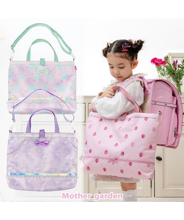 Mother garden マザーガーデン  野いちご レッスンバッグ 《レトロストロベリー柄》 レトロストロベリー柄