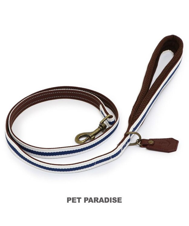 PET PARADISE ペットパラダイス ネイビー ライン入り リード ４Ｓ～３Ｓ 小型犬 ホワイト×ネイビー