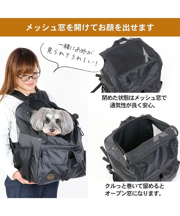 PET PARADISE ペットパラダイス  スクエア ハグ＆リュック  小型犬 黒