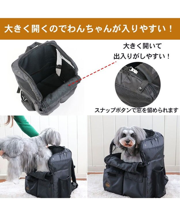 PET PARADISE ペットパラダイス  スクエア ハグ＆リュック  小型犬 黒