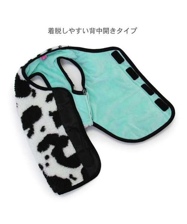 PET PARADISE Lee 牛柄 背中開きボアベスト 《 白黒》 中型犬 大型犬 牛柄 白黒